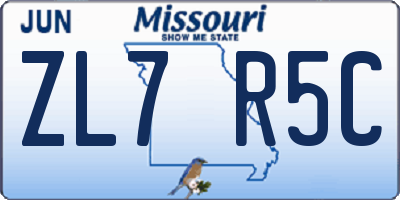 MO license plate ZL7R5C