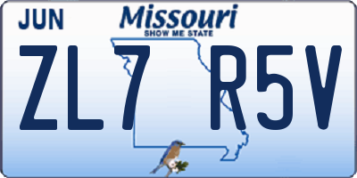 MO license plate ZL7R5V
