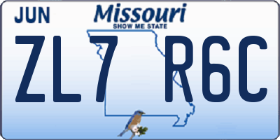 MO license plate ZL7R6C