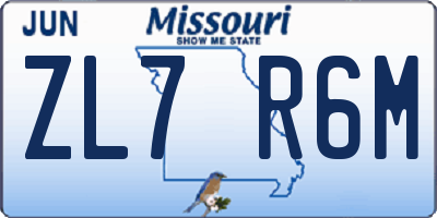 MO license plate ZL7R6M