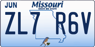 MO license plate ZL7R6V