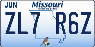 MO license plate ZL7R6Z
