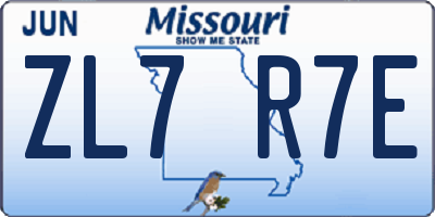MO license plate ZL7R7E
