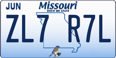 MO license plate ZL7R7L