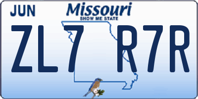 MO license plate ZL7R7R