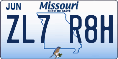 MO license plate ZL7R8H