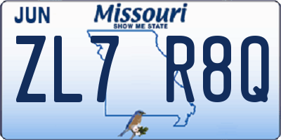 MO license plate ZL7R8Q