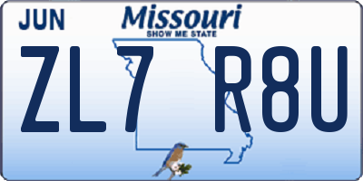 MO license plate ZL7R8U