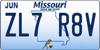 MO license plate ZL7R8V