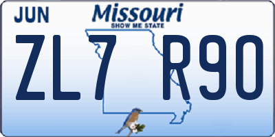 MO license plate ZL7R9O