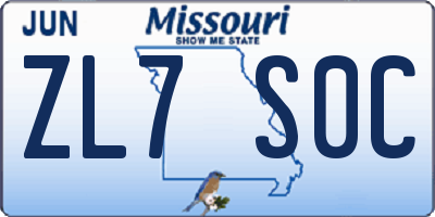 MO license plate ZL7S0C