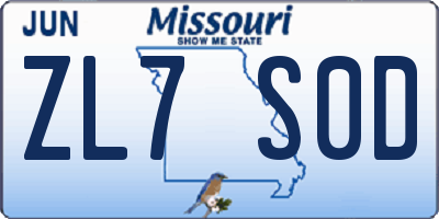MO license plate ZL7S0D