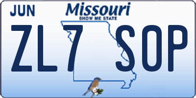 MO license plate ZL7S0P