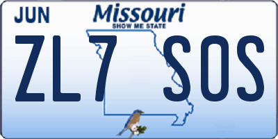 MO license plate ZL7S0S