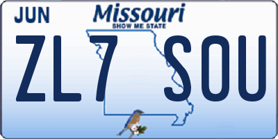 MO license plate ZL7S0U