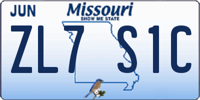 MO license plate ZL7S1C
