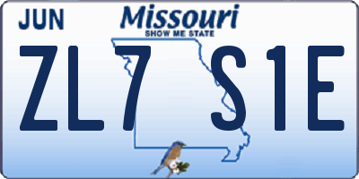 MO license plate ZL7S1E