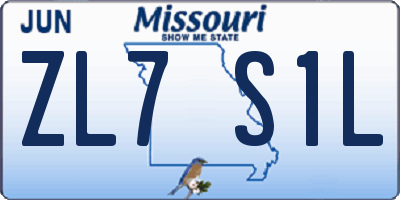 MO license plate ZL7S1L