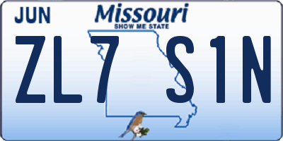 MO license plate ZL7S1N
