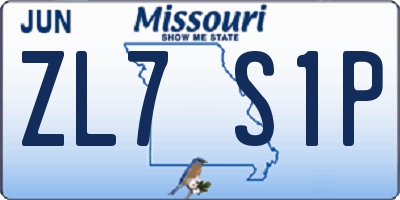 MO license plate ZL7S1P