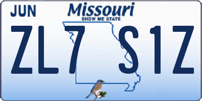 MO license plate ZL7S1Z