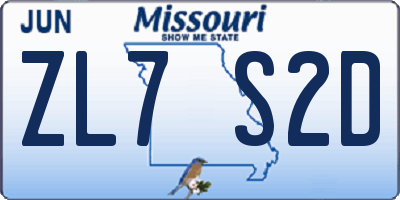MO license plate ZL7S2D