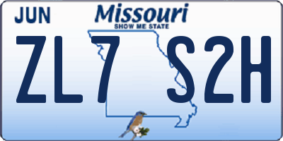 MO license plate ZL7S2H