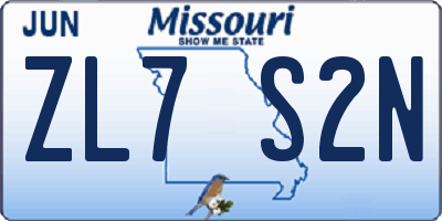 MO license plate ZL7S2N