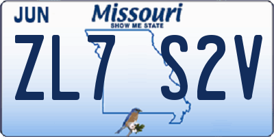 MO license plate ZL7S2V