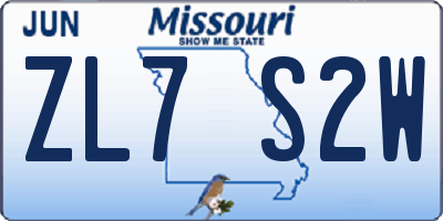 MO license plate ZL7S2W