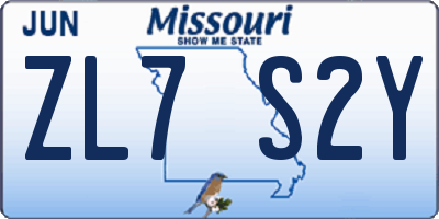 MO license plate ZL7S2Y
