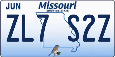 MO license plate ZL7S2Z