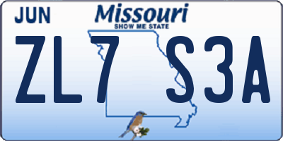 MO license plate ZL7S3A
