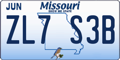 MO license plate ZL7S3B