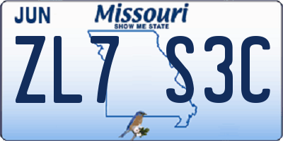 MO license plate ZL7S3C