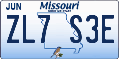 MO license plate ZL7S3E