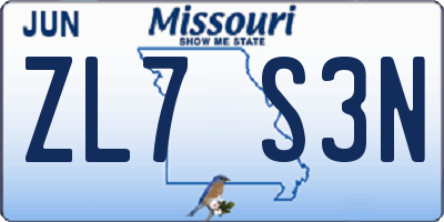 MO license plate ZL7S3N