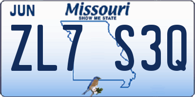 MO license plate ZL7S3Q