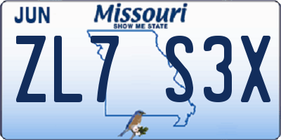 MO license plate ZL7S3X