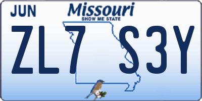 MO license plate ZL7S3Y