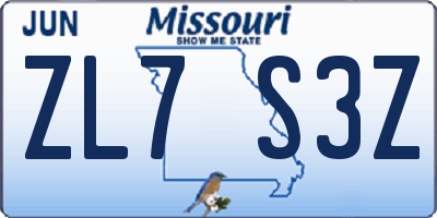 MO license plate ZL7S3Z