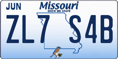 MO license plate ZL7S4B