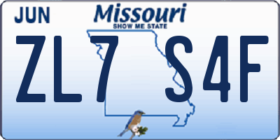 MO license plate ZL7S4F