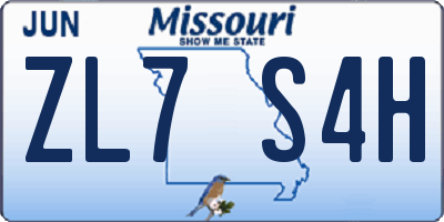 MO license plate ZL7S4H