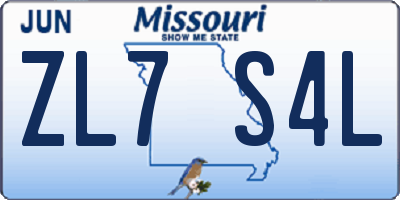 MO license plate ZL7S4L