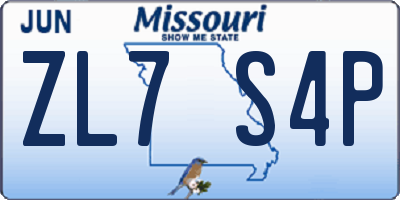 MO license plate ZL7S4P