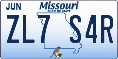 MO license plate ZL7S4R