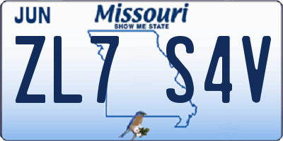 MO license plate ZL7S4V