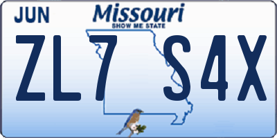 MO license plate ZL7S4X