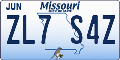 MO license plate ZL7S4Z